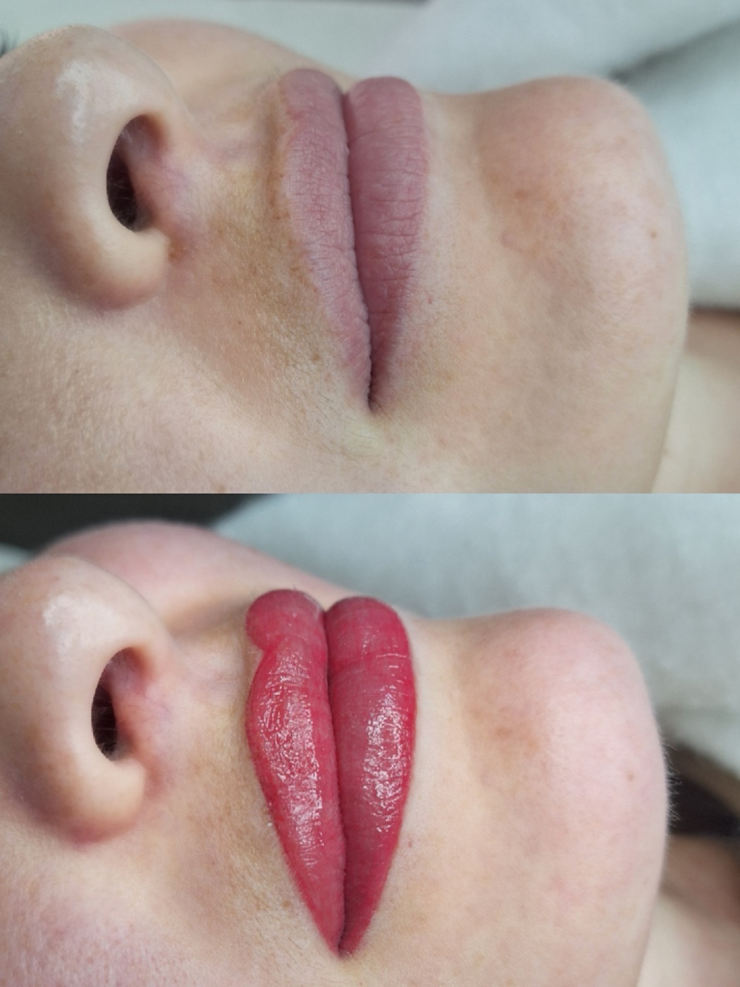 Lip blush before and after